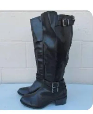 Madden girl Warner's fall neutral black buckle ridding boots zippered size 6 thumbnail 3