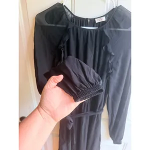 Aritzia x Little Moon Women's Verbena Long Sleeve Chiffon Midi Dress in Black S thumbnail 6