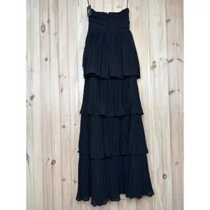 NWT Lulus Seriously Sensational Black Strapless Tiered Maxi Dress Gala Sz XXS thumbnail 5