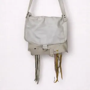 Village Tannery NYC Patchwork Leather Fringe Messenger Bag | Boho Crossbody Arti thumbnail 2