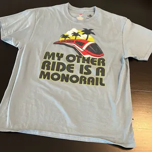 Disney‎ Parks My Other Ride Is A Monorail T-Shirt Light Blue Large Hanes Unisex thumbnail 1