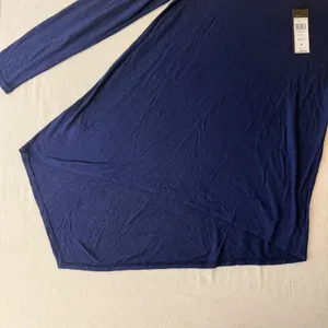 BCBGMAXAZRIA Shae High-Low Tunic Top Navy Blue‎ Silk Blend Long Sleeve M thumbnail 7