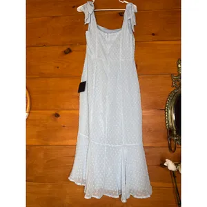 NWT Lulus Bimini Periwinkle Blue Swiss Dot Tie-Strap Midi Dress Vacay Size M thumbnail 5