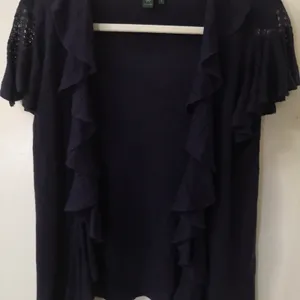 Lauren Ralph Lauren Purple Linen Ruffle Top S Lightweight Classic Heritage Boho thumbnail 5