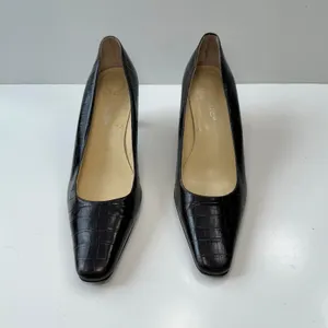Vintage Casual Corner Brown Leather‎ Pumps Block Heel Square Toe Classic Size 7M thumbnail 2