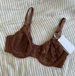 New HSIA Enchante Unlined Non Padded Lace Underwire Bra Size 36C Coffee Brown thumbnail 1