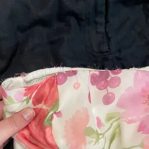 Abercrombie Organza Tiered Strapless Fitted Mini Dress Floral Strawberry XS thumbnail 6