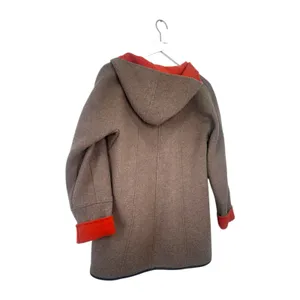 Ellen Tracy Wool Blend Hooded Car Coat Gray Orange Lining Size 4 thumbnail 3