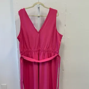 NWT The Drop Women's @caralynmirand Sleeveless‎ Wrap Jumpsuit Rose Pink Stretch thumbnail 7