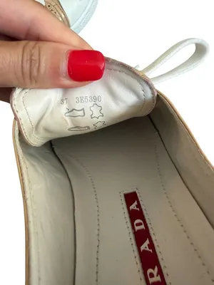 PRADA Tan Patent Leather Laser Cut Sneakers Size 37 / US 7 thumbnail 3