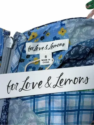 For Love & Lemons Blue Patchwork Juniper Romper Womans S thumbnail 5