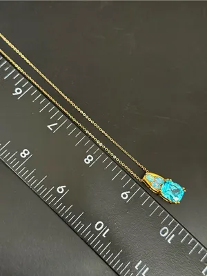 925 Sterling Gold Vermeil Cushion Cut Blue Topaz Gemstone Opal Pendant Necklace thumbnail 16