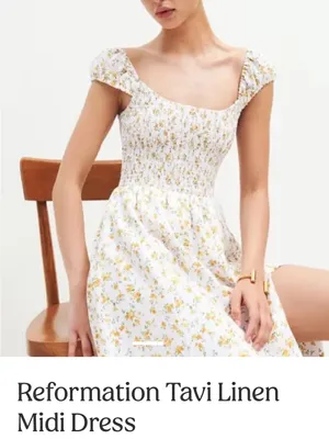 REFORMATION Linen Tavi Dress in floral Adagio Size S - $248. thumbnail 9