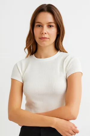WEWOREWHAT Waffle Cropped Tee‎ White X-Small thumbnail 1