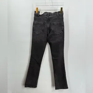 Free People We The Free Jeans Sz 25 Black‎ Faded Low Maintenance Mid Rise Crop Boot Cut Boho thumbnail 4