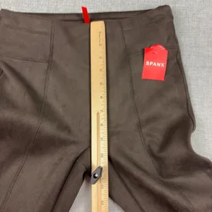 Spanx Faux Suede Leggings Womens Small Brown High Rise Ankle Shaping Pants thumbnail 3