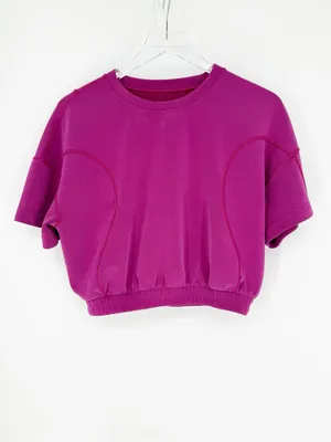 Lululemon Softstreme Gathered T-Shirt Women's 10 Magenta Purple thumbnail 2