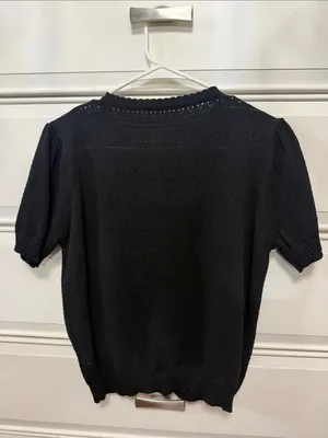 SHEIN Black Short-Sleeve Button Front Knit Cardigan thumbnail 3