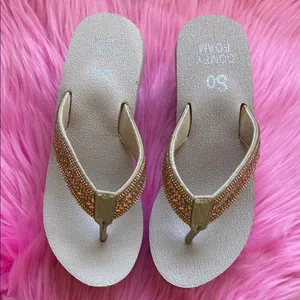 Stylish SO Beige Flip-Flops with Rhinestone Straps thumbnail 3