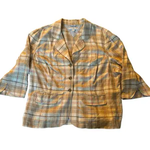 Tommy Hilfiger Cream‎ Plaid Peplum Short Sleeve Jacket Women's Size 24 thumbnail 2
