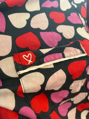 Victoria’s Secret hearts pattern button down long sleeve pajama top women’s XS preowned thumbnail 4