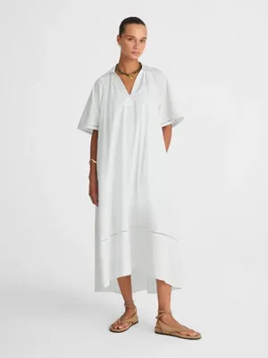 Madewell White Cotton Midi Dress NWT XXS Collared Poplin Slip Lined Summer thumbnail 2