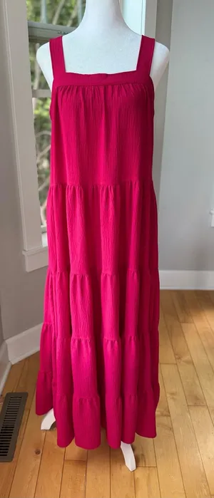 Max Studio Red Tiered Maxi Dress Size Small thumbnail 1