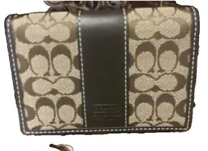Coach Coated Canvas Signature CC Mini Wallet w Leather Authentic UNISEX thumbnail 1