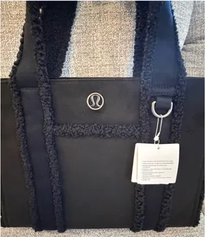 Lululemon Boxy Tote Bag 10L Faux Shearling Trims black sold out online NWT thumbnail 5