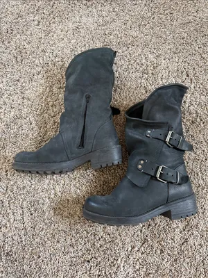 Coolway Black Mid-Calf Buckle Leather Boots thumbnail 2
