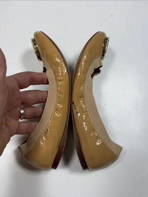 Tory Burch Caroline Metal Logo Medallion Flats S-612 Sz 9 thumbnail 5