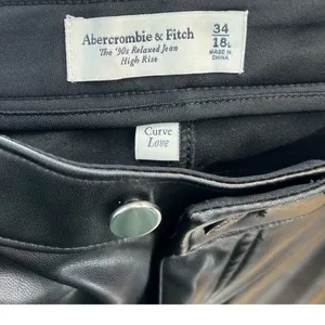 Abercrombie Curve Love Vegan Leather 90s Relaxed Pants Faux Leather Black 34 18L thumbnail 10