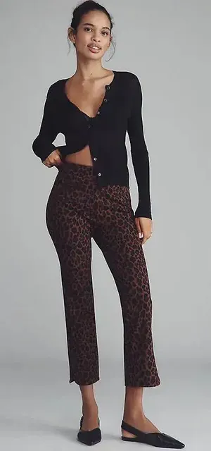 Anthropologie MAEVE Leopard Cheetah Crop Slim Pants Sz 2 thumbnail 1