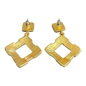 Vibrant Multi Color Resin Gripoix Cabochon Gold Plated Pierced Earrings. thumbnail 4