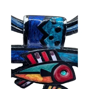 Chico's Chicos Leather 5 Strand Necklace Fish Enamel Pendant Adjustable 19.5" RE thumbnail 3
