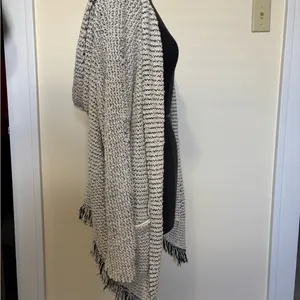 Free People Love Me Tender Open Knit Cardigan with Fringe and Hood thumbnail 6