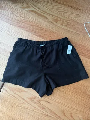 Gap 4” High Rise Pull-On Linen Blend Shorts Black M NWT thumbnail 4
