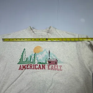 American Eagle Graphic Cabin Mountain Crewneck Sweatshirt Size Small thumbnail 5