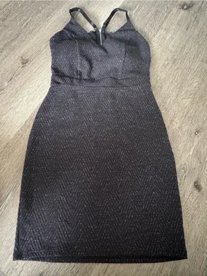 Planet Gold Chevron Lurex Sexy Cocktail Dress Black With Bling Size S thumbnail 1