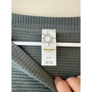 Offline by Aerie Sweater Womens Small Gray Cotton Knit Ribbed Boat Neck Casual thumbnail 5