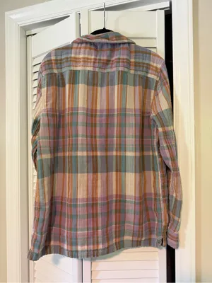 Urban Outfitters Multicolor Pastel Plaid Button-Down Shirt thumbnail 3