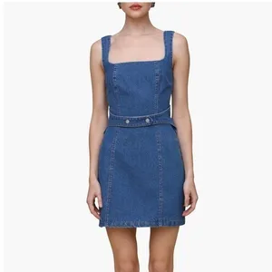 Avec‎ Les Filles Denim Mini Dress Square Neck Sleeveless Harness Denim Body-Con thumbnail 2