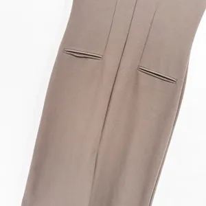 Zara Womens Brown Mock Neck Minimalist Career Sleeveless Front Slit Midi Dress S thumbnail 5