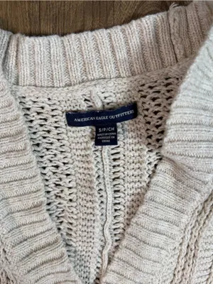 American Eagle Outfitters Natural-Cream Open Front Pointelle Cardigan thumbnail 2