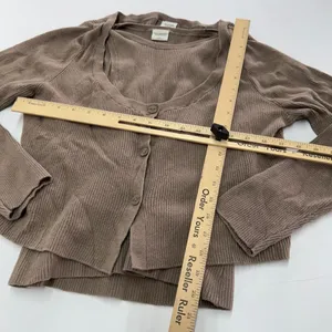 Abercrombie & Fitch Sweater Set Womens Large Brown Ribbed Knit Cardigan Tank thumbnail 8