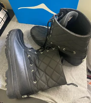 Sperry Gosling Duck Boot Women's Black Quilted Waterproof Fleece Lined Size 9 thumbnail 1