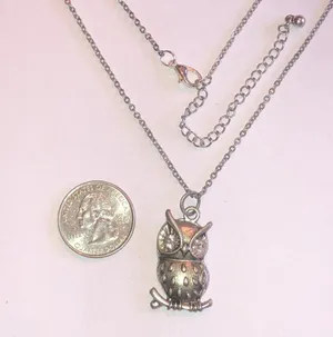 Silver Tone CZ Rhinestone Owl Pendant Dainty Boho Necklace thumbnail 5