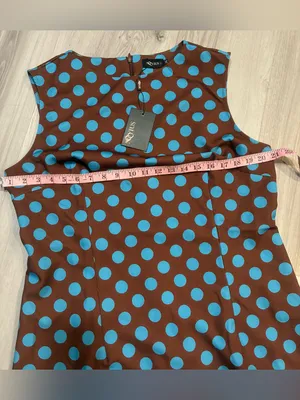 MOOYIUS Sleeveless Brown Midi‎ Dress with Light Blue Polka Dots thumbnail 6