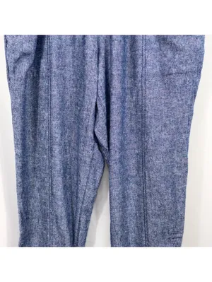 Old Navy Linen Blend Pull-On Cropped Pants Women’s Large Blue Chambray thumbnail 3
