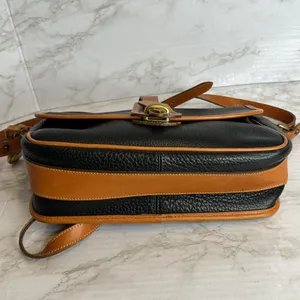 Dooney & Bourke Vtg equestrian blk Pebbled Leather with Brown Trim crossbody thumbnail 9
